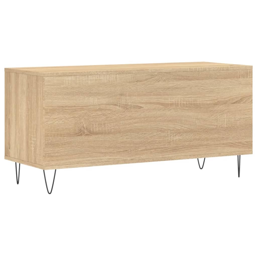 Armadio per dischi in rovere Sonoma, 100 x 38 x 48 cm, mobile per dischi in legno, per collezione vinili e giradischi, mobile per soggiorno