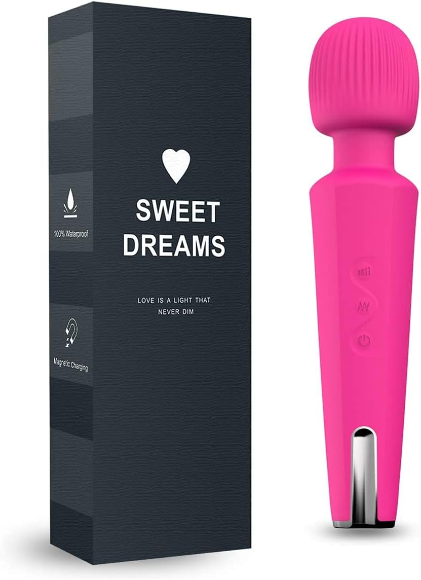 Feeke Upgraded Personal Wand Massager - 20 Magic Vibration Modes - Cordless and Handheld - Magnetic Charging - Waterproof - Whisper Quiet - for Neck Shoulder Back Body Massage(red)