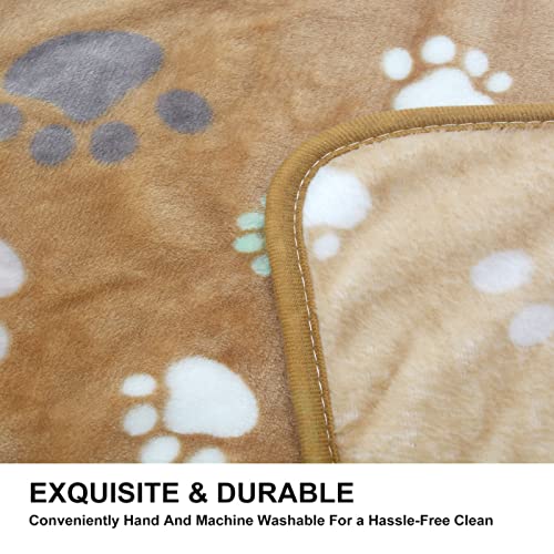 Image of 1 Pack 3 Puppy Blankets Super Soft Warm Sleep Mat Cute PAW Print Blanket Fleece Pet Blanket Flannel Throw Dog Blankets for Small Dogs Puppy Cats,Gray /White /Brown-Small(23 inchx15 inch)