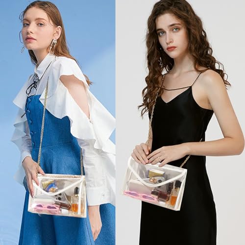 Image of Clear Purse for Women Stadium Approved, PVC Clear Crossbody Bag Transparent Bag for Stadium Events Concerts