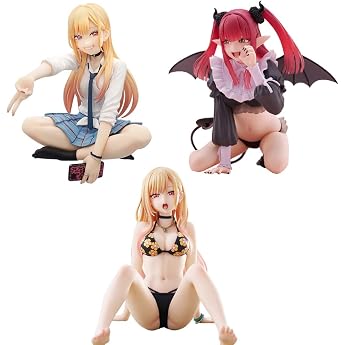 3 Pieces Anime Kitagawa Marin Sitting Figure Statue Manga Girl Cartoon Character Model Collectible Action Figure Decoration Gifts for Fans