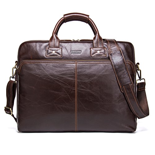 Mens Messenger Bag 15.6'',Laptop Bag, Business Travel Briefcase for Men Women,Vintage Genuine Leather Large Satchel Shoulder Leather Computer Laptop Bag