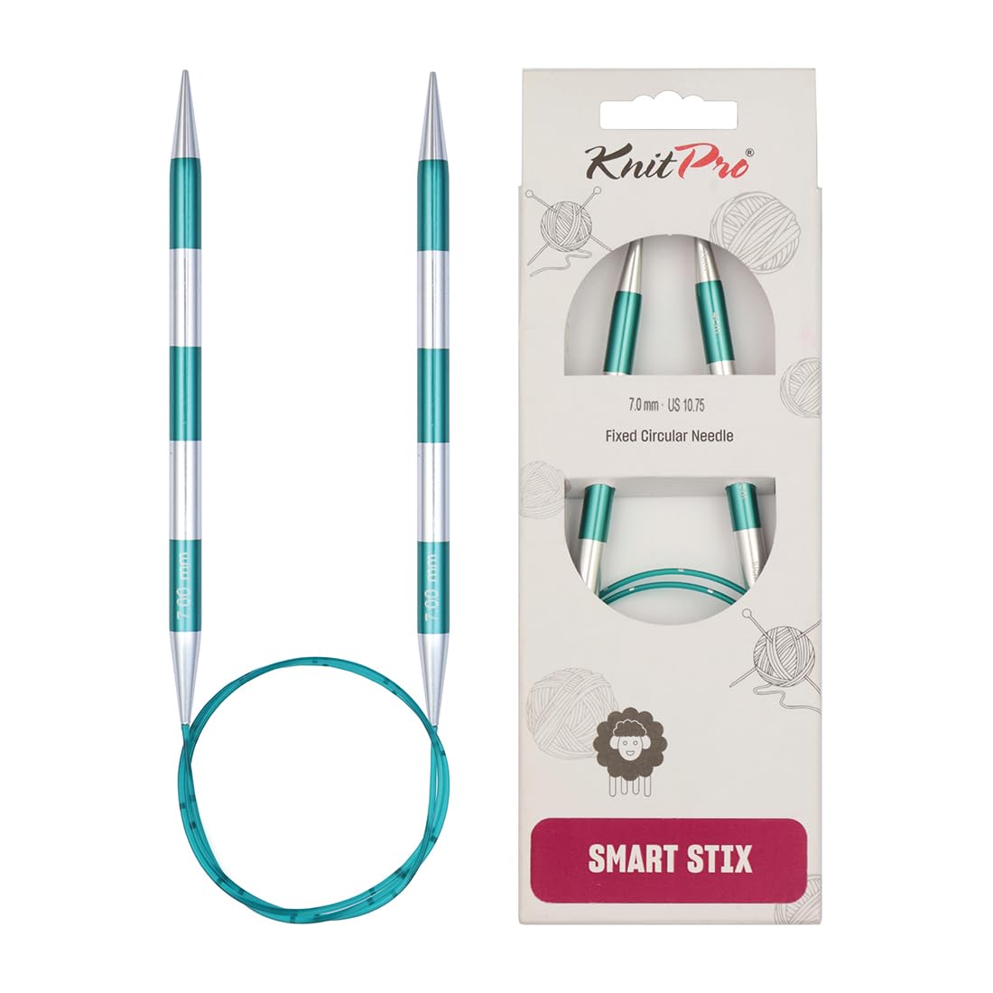 KnitPro Knitting Pins: Circular, Metal Nylon, Green, 7mm