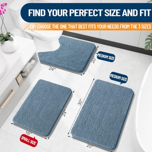 OLANLY Chenille Bath Mat 16" x 24", Extra Soft Absorbent Plush Bathroom Mat, Rubber Backing Quick Dry, Machine Washable Bath Mats for Bathroom Floor, Tub and Shower, Home Decor Accessories, Airy Blue by OLANLY - Used condition - Image 2