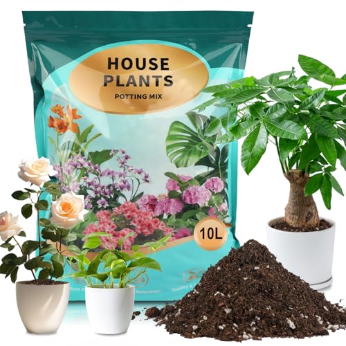 GOTVUGE Potting Soil Mix for House Plants, Organic Houseplant Soil Well Draining Dirt Ready to Use, Fit For House Plant Like Pothos, Philodendron, Monstera, African Violet (10L)