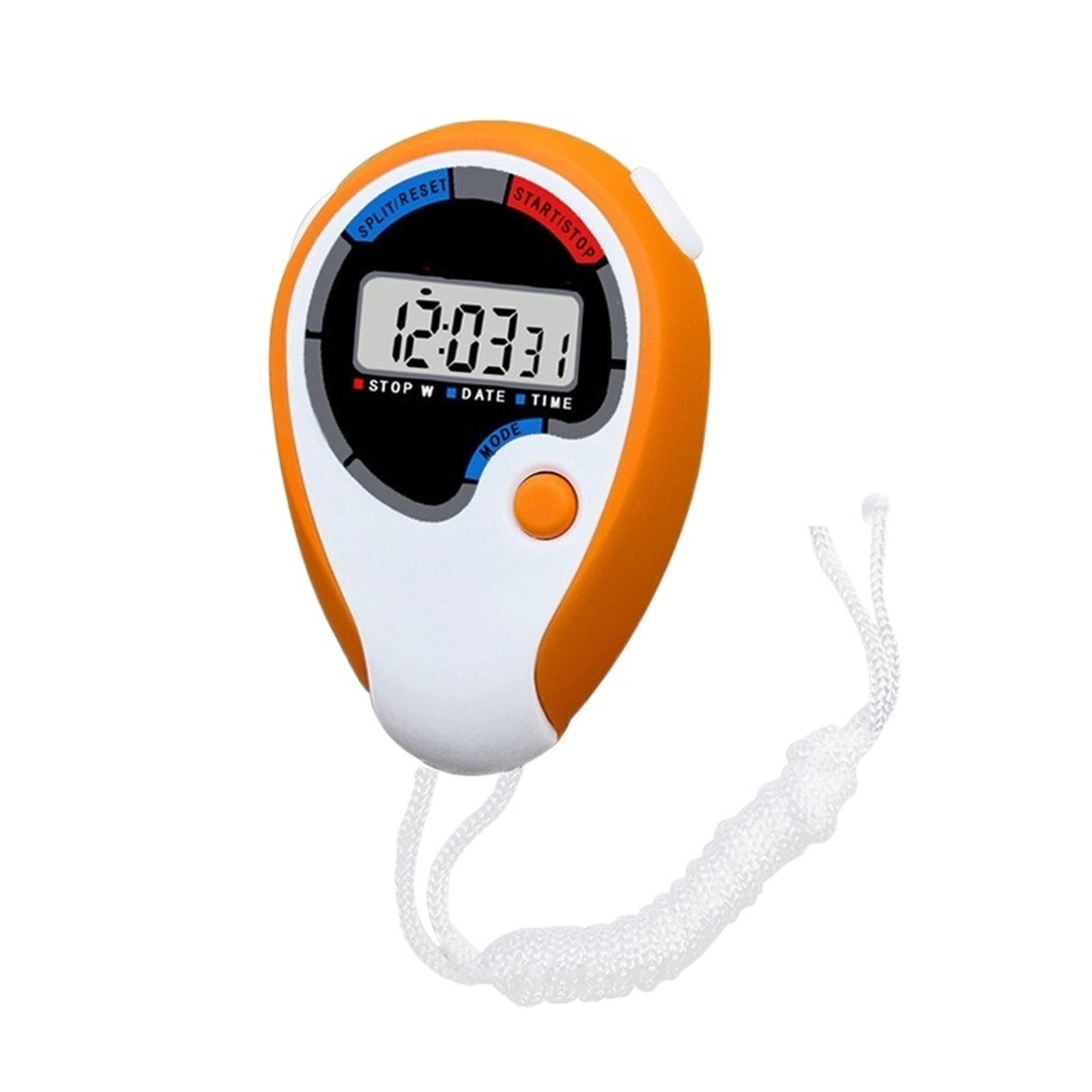 Classic Digital Handheld LCD Chronograph Sports Stopwatch Timer Stop Watch With String Fitness Precision Timing(Orange)