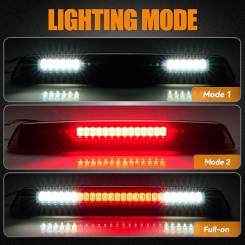 Image of Third 3rd Brake Light LED for 2004-2015 Nissan Titan & 2005-2016 Nissan Frontier, High Mount Rear Brake Lights Assembly, Waterproof Center Cab Cargo Lamp Stop Light (Black)