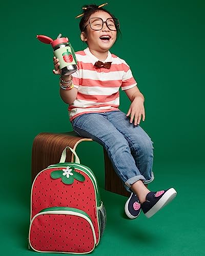 Image of Skip Hop Toddler Sippy Cup with Straw, Sparks Stainless Steel Straw Bottle, Strawberry