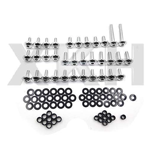 Xkh- Motorcycle Silver Normal Fairing Bolts Compatible With 1999-2007 Suzuki Hayabusa Gsx1300R Gsx-R 1300 [B00Y7C3Mdo] #TOP22