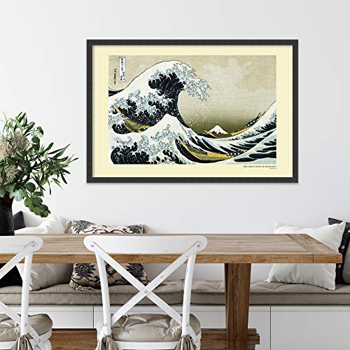 Framed Art Print, 'The Great Wave Off The Coast Of Kanagawa, 1831' By Katsushika Hokusai: Outer Size 37 X 25" #TOP4