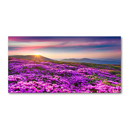 Impression sur toile fleurs de montagne violettes grand format decoration interieure chic