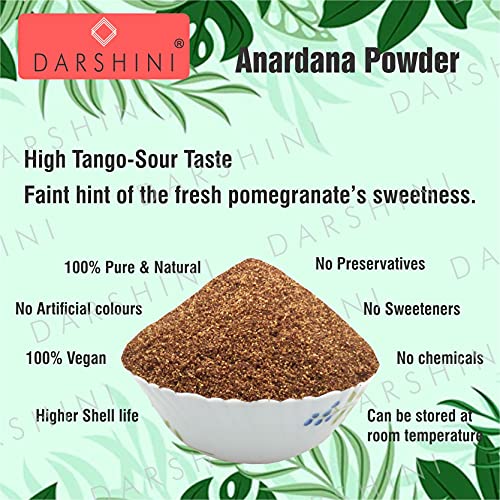 Image of Darshini Anardana Powder 200 gm - Dry Pomegranate Seeds Powder | Organic Tangy Flavor Spice for Cooking, Chutneys, Curries, Chaats & Marinades | No Preservatives (Pack of 1)