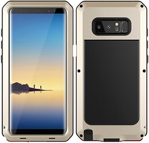 LISOPO Samsung Galaxy Note 8 case, Heavy Duty Hybrid Armor Aluminum Metal Dual Layer Bumper Case Soft Rubber Military Shockproof Hard Cover For Samsung Galaxy Galaxy Note 8 (Gold)(No Glass Screen)