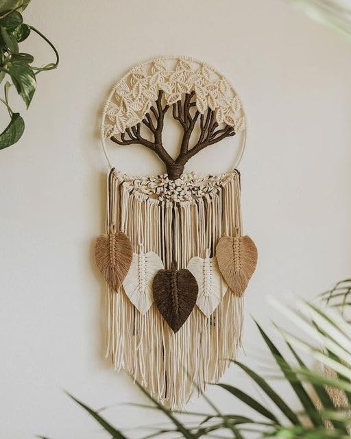 Dreamcatcher Macrame Tree of Life Wall Hanging for Positivity, Decor for Home, Office, Studio, Cafe, Housewarming, Birthdays, Anniversaries 10cm Ring-image-21