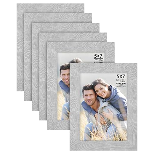 Langdon House 5x7 Picture Frames (Ash Gray, 6 Pack) Woodgrain Style, Richland Collection