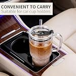 2 Sets 20Oz Glass Tumblers with Lids and Glass Straws, Modern Drinking Glass Cup with Handle Jar for Ice Coffee, Cocktail, Water, Soda, Tea, Juice