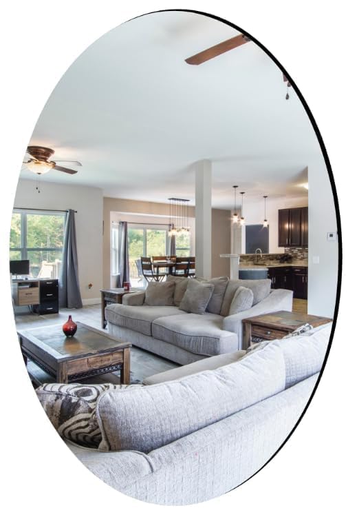 Oval Shape Acrylic Mirror Sticker (30 x 20 cm), Self-Adhesive Frameless Wall Mirror, Unbreakable Plastic Decorative Mirror for Bathroom, Bedroom, Living Room, Tiles, Basin, Dressing Room & Home Decor-image-31