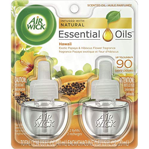 Air Wick Scented Oil Plug In Air Freshener, National Park Collection, Hawaii, Twin Refills, 0.67 Ounce, Yellow