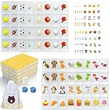 FuYelng 65 Piezas Seaside Escape Juego de Mesa con 10 Pegatinas de DIY, Mahjong Juego de Mesa en Abs Plástico, para Regalos Actividades para Fiestas Juegos Familiares Adultos y Niños