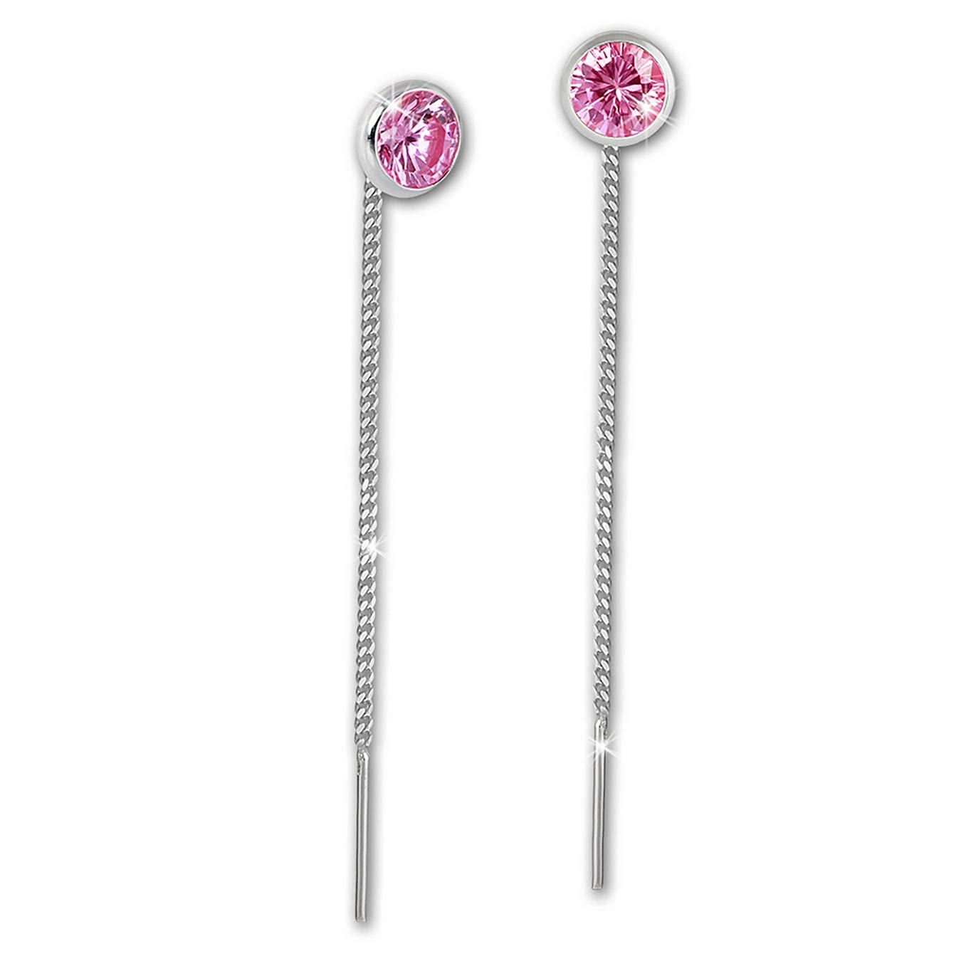 Silberdream Orecchini 4mm per Donna 925 IN Argento Zirconia Rosa SDO5964A 4250323610332