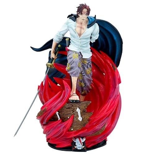 WHYDY(売店) ワンピース赤毛シャンクスアニメフィギュア-36cm 新世界四皇帝シャンクスバトルモデルドール、ポリ塩化ビニル赤毛海賊団キャプテンアクションスタチューおもちゃ装飾ギフトデスクトップ装飾