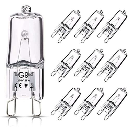 OSDUE Lamps Halogene (10 pièces), G9 Ampoule Halogene, 28W 230V, 370LM 2800K Blanc Chaud Dimmable, Lampe à Capsule Transparente pour Lustres, Lampes...