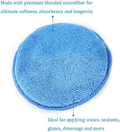 Autocare Microfiber Wax Applicator, Ultra-Soft Microfiber Wax Applicator Pads with Finger Pocket Wax Applicator for Cars Wax Applicator Foam Sponge (Blue, 5" Diameter, Pack of 10)