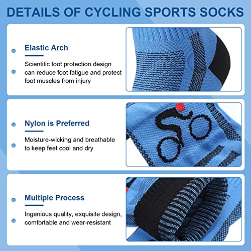Bonuci 5 Pairs Mens Cycling Socks Sports Bike Socks Unisex Nylon Colorful Athletic Socks Breathable Cycling Gifts for Women2