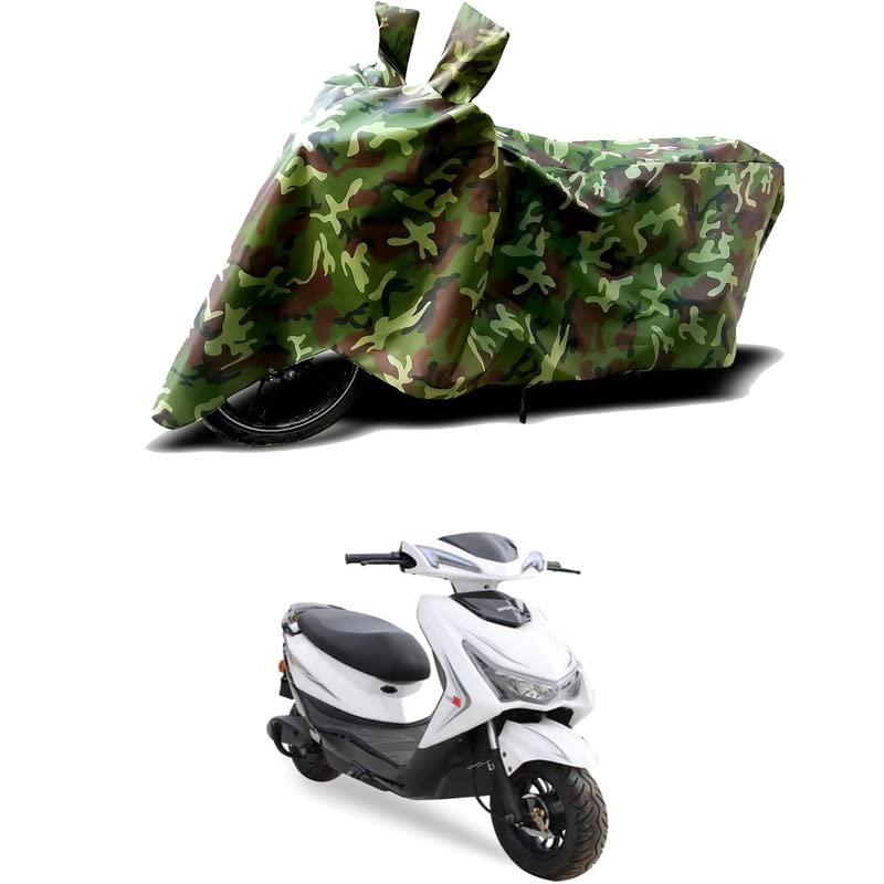 Image of 100% Water Resistant Bike Scooty Two Wheeler Body Cover Compatible for Ampere REO Plus LI /UV-Rays /Heat Protection /Birds Dropping /Scratchproof /Dust Proof /Waterproof /All Varient[Green MJ]