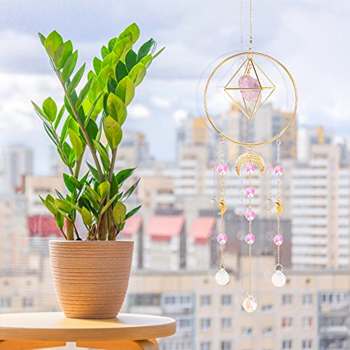 Brynnl Handmade Sun Catcher Gold Plated, Suncatcher Crystals Hanging Prism Sunshade Indoors/Outdoors Ornament - Crystal Sunshade For Garden, Window, Cars, Home Decor, Fairy Gift #TOP6