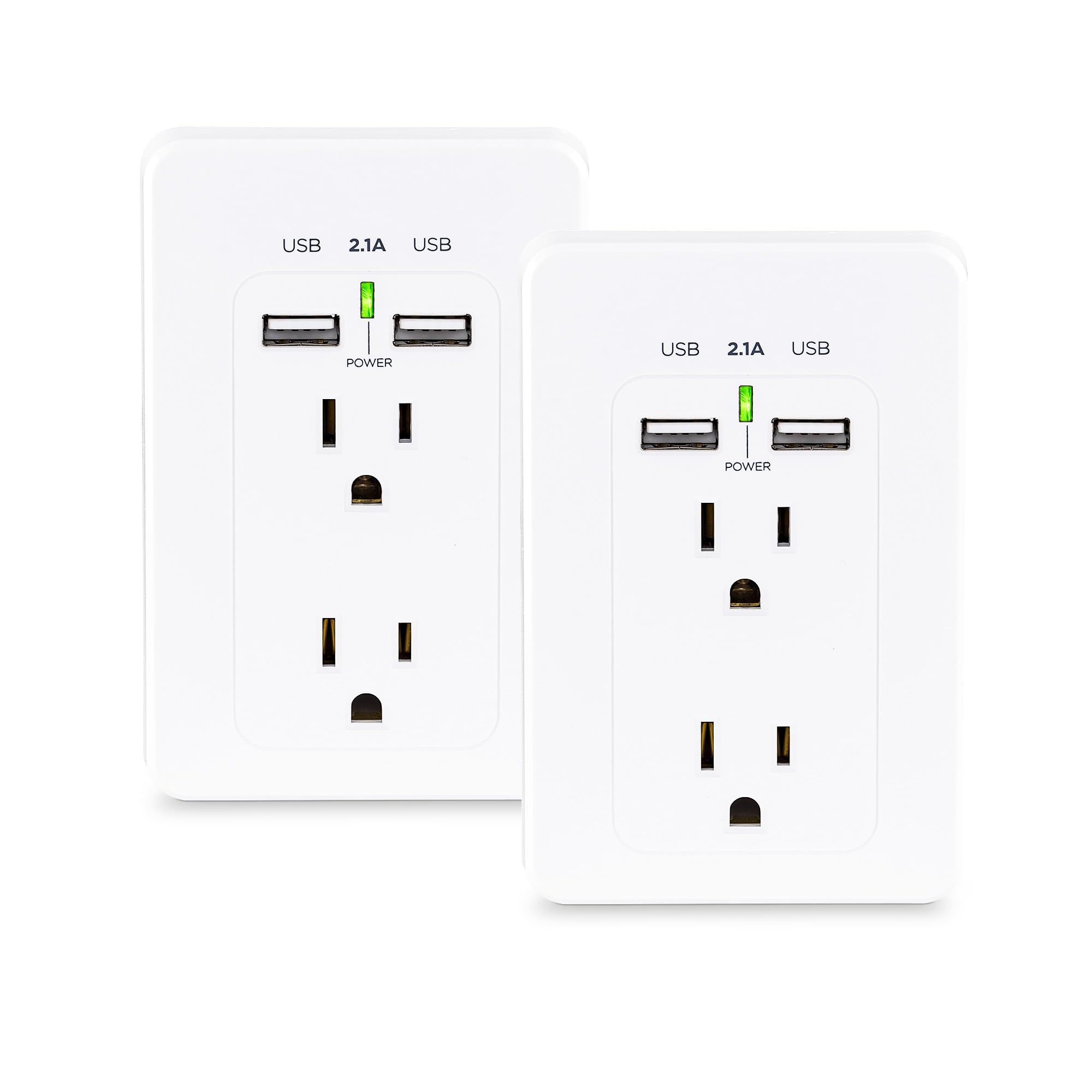 CyberPower MP18HO007 Power Wall Tap, 2 Outlets, 2 USB Charge Ports, 2-Pack