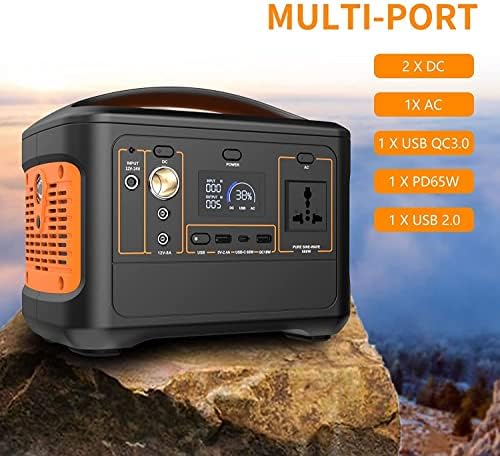 600W Portable Power Station ,153600 MAh Solar Generator Energy Storage Power Supply with AC Outlet ,for Outdoor RV/Van Camping, Travel Hunting Blackout Emergency (Power Station, orange)