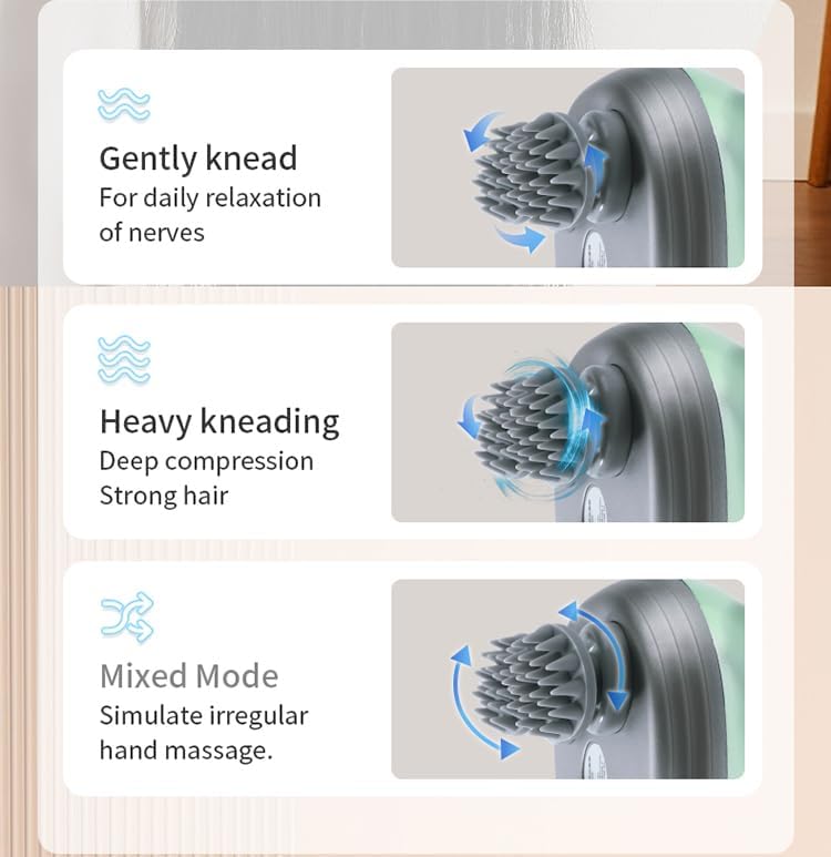 Image of Head Massager For Scalp, Scalp Massage, Electric Scalp Massager, Hair Massager For Hair Growth, Body Massager,Relieving Tight Stiffness Muscles,Promote Bonding (Green-Grey)