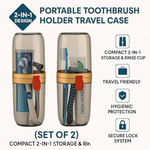 Image of STEFFAN Toothbrush Holder for Bathroom Wall | Multipurpose Toothbrush & Toothpaste Stand | Waterproof Bathroom Organizer | Durable Plastic Brush Holder (Transparent Brown)