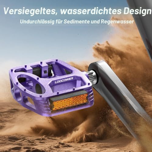 Fahrradpedale mit Reflektierenden Streifen, rutschfeste Mountainbike Fahrrad Pedale Aluminium Plattform 9/16'' Zoll Flachpedale für MTB… – Ansicht 5