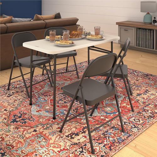 COSCO SmartFold All-Steel Folding Chair, 4-Pack, Black - Image 3