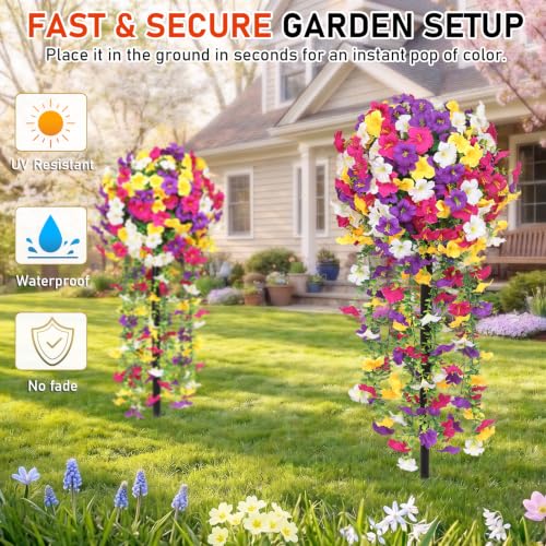 Qunwreath 2 PCS Artificial Flowers for Outdoors UV Resistant Decoration — view 4