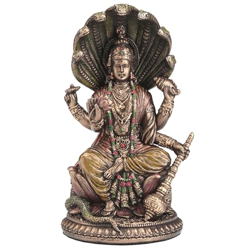 Escultura Vishnu Shesha en Resina con Acabado Bronce 3.75 pulg miniatura 1