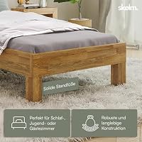 skølm Floki Massivholzbett Eiche 100x200 cm, Bett mit Bettkopf, Natur geölt – Ansicht 5