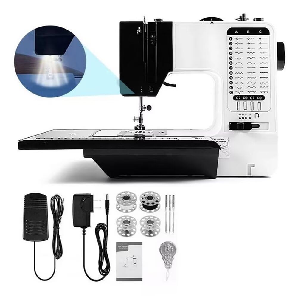Máquina de Coser Profesional Eléctrica - 38 Puntadas, Kit Con Mesa de Expansión, Líneas Dobles, Simple y Multifuncional Para Uso Doméstico