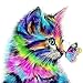 Price comparison product image DIY 5D Diamond Painting Kits, Colourful Butterfly Kiss Cat, Round Diamond Drill, Gemstone Art and Craft Puzzle for Adults, Embroidery Jewel Painting Gift 11.8 x 11.8 Inch