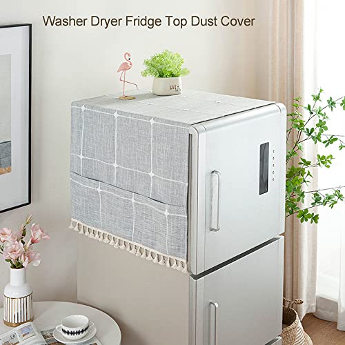 Qiden Coffee Table Cloth, Coffee Table Cover With Pockets And Tassel, Cotton Linen Waterproof Small Rectangle Tablecloths Washer Dryer Fridge Top Dust Cover-D-50 X 145 Cm (20 X 57 In) #TOP1