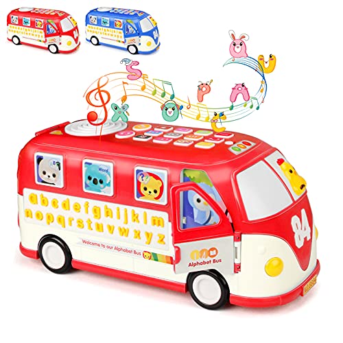 Fun School Bus Toys for Toddlers, Learning & Educational Toys of VIPointStar, Interactive 123 & ABC Learning For Toddlers Alphabet Toy, Telephone Keyboard Baby Music Toy For 2-5 Year Old Boy Girl Gift