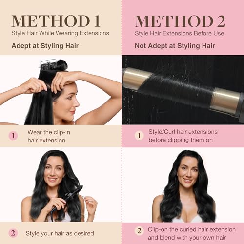 Image of GOO GOO Clip in Hair Extensions Real Human Hair, Remy Human Hair Extensions Clip ins for Women, Natural Human Hair, 16inch 110g 7Pcs, 2 Dark Brown