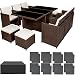 Produktbild TecTake Poly Rattan Aluminium Gartengarnitur Sitzgruppe 6+1+4, Edelstahlschrauben - Diverse Farben - (Antik Braun | Nr. 401987)