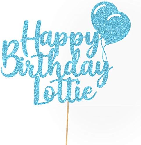 Personalised Happy Birthday Balloons Glitter Cake Topper by Cakeshop | Custom Colour Any Name Glitter Cake Decoration for 1st 10th 16th 18th 20th 21st 30th 40th 50th 60th 70th 80th (Baby Blue)