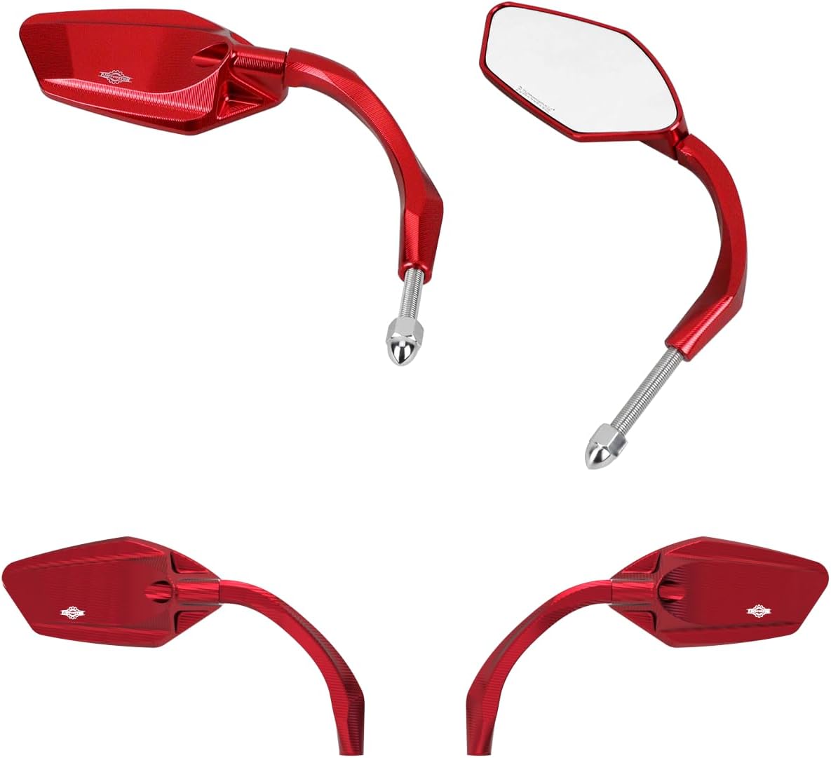 5.0" Gold Motorcycle Side Mirrors, Rear Mirrors on Handlebar, Transformer Style, Compatible with Harley Davidson Softail, Dyna, Touring, Sportsters