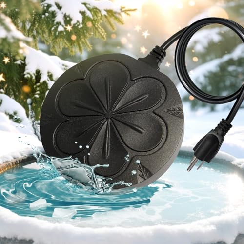 110W Bird Bath Heater for Outdoors in Winter, Submergible Cast Aluminum Chicken Water Heater with Thermostatically Controlled Bird Bath Deicer Pond Deicer for Livestock