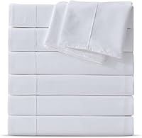 MapleStone Twin Flat Sheets 6 Pack - Soft Breathable Brushed Microfiber, Shrink & Fade Resistant Bulk White Sheets 66x96"