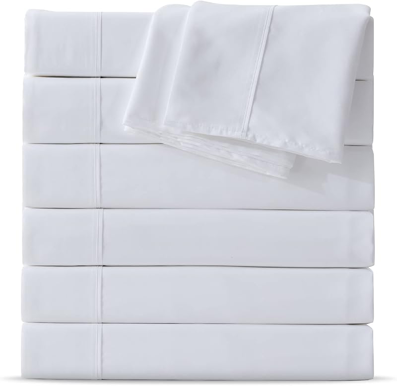 Maple&Stone Twin Flat Sheets Only Bulk Pack of 6 Wholesale Bedding White | Premium Soft & Breathable Brushed Microfiber Fabric, Anti-Shrinkage and Non-Fading for Twin Size Bed